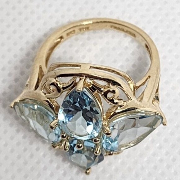 10K YELLOW GOLD & TOPAZ RING SIZE 4 - Picture 3 of 9